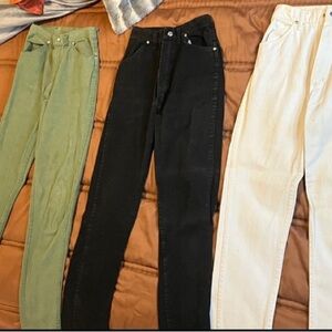 Set of 3 Vintage Wrangler Slim Jeans - Green, Black, and Cream - Misses 11/12